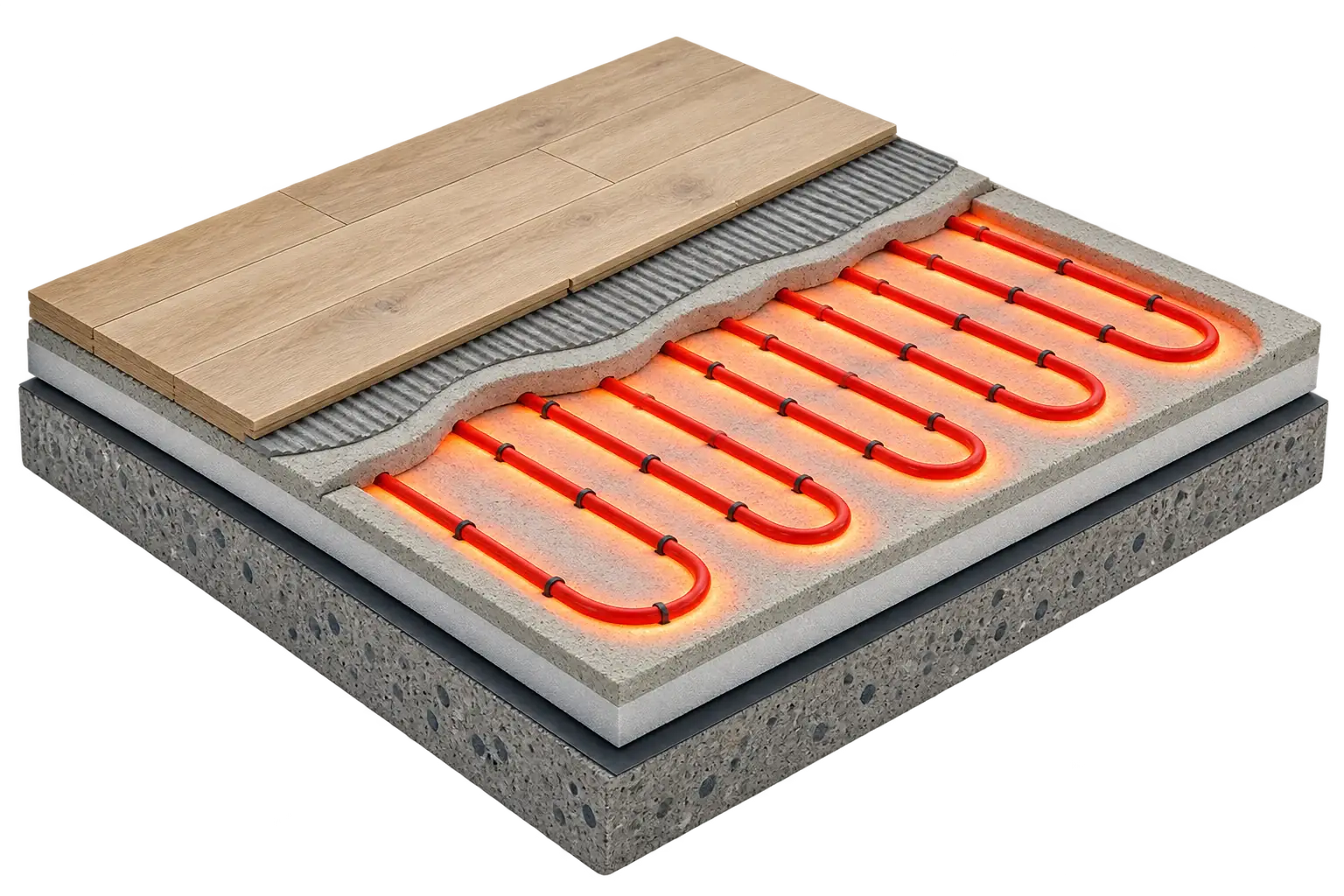 Radiant floor heat illustration