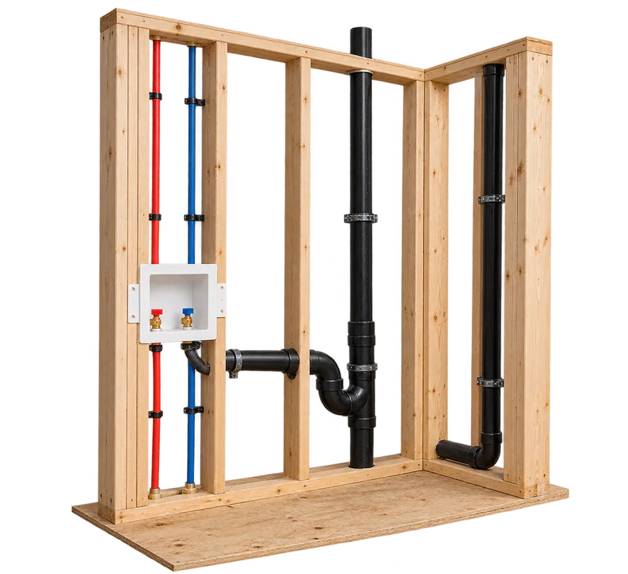 New construction plumbing rough-in illustration